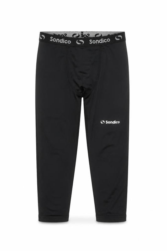 Front view of Sondico girls’ black compression leggings, size 5-6, years activewear