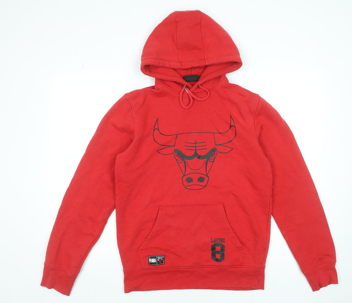 NBA Men's Red Pullover Hoodie Size S Sports Graphic Print