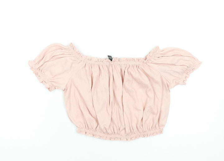 H&M Divided Women’s Pink Off Shoulder Cropped Blouse Size 12