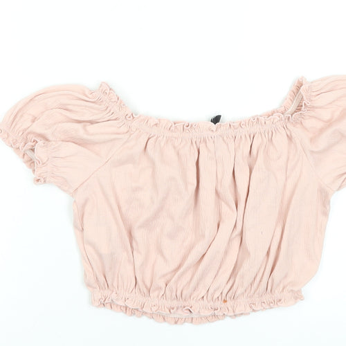H&M Divided Women’s Pink Off Shoulder Cropped Blouse Size 12