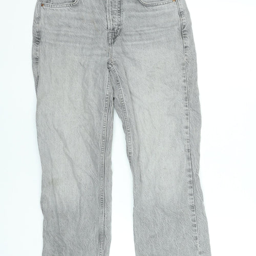 Zara Womens Grey Straight Leg Jeans Size 6 Cotton Denim
