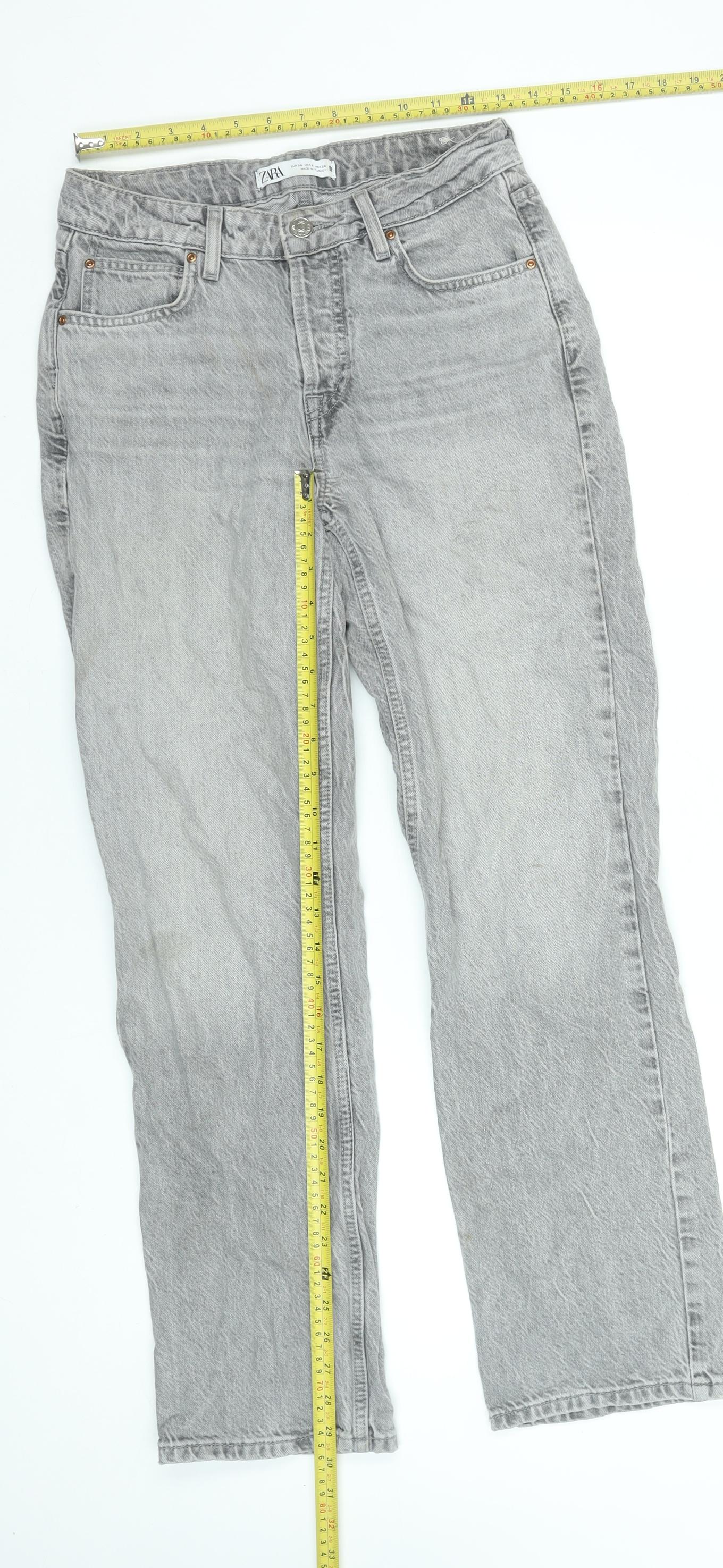 Zara Womens Grey Straight Leg Jeans Size 6 Cotton Denim