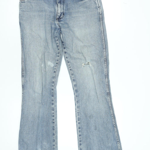 Wrangler Men's Blue Flared Jeans 30x32 Distressed Denim