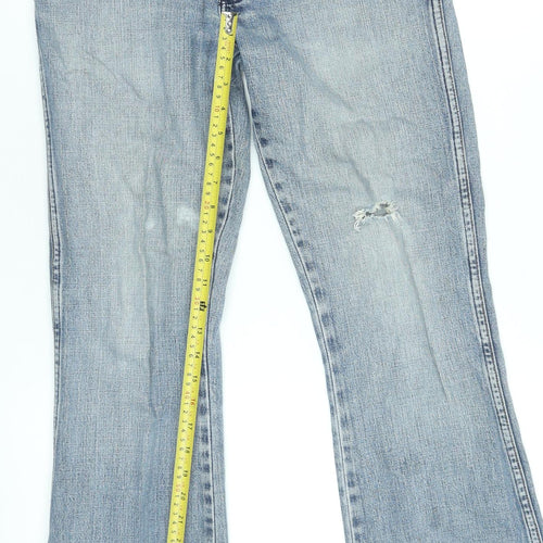 Wrangler Men's Blue Flared Jeans 30x32 Distressed Denim