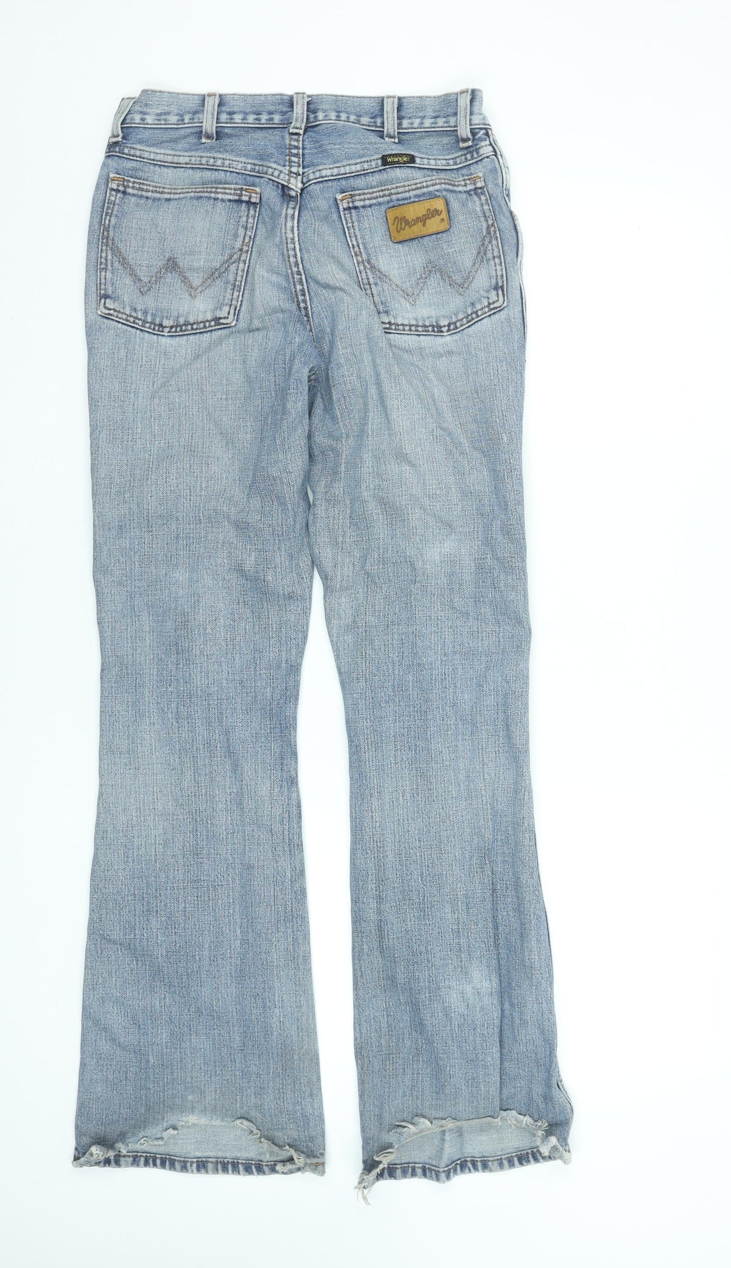 Wrangler Men's Blue Flared Jeans 30x32 Distressed Denim