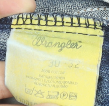 Wrangler Men's Blue Flared Jeans 30x32 Distressed Denim