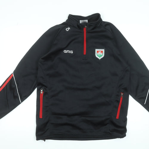 GRG Men's Black Medium 1/4 Zip Fleece Sweatshirt with Logos