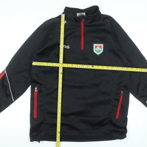 GRG Men's Black Medium 1/4 Zip Fleece Sweatshirt with Logos