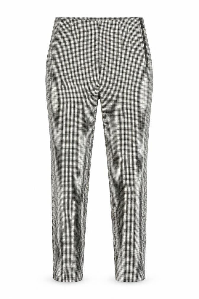 Front view of Zara Women's Black Check Slim Fit Trousers, size S