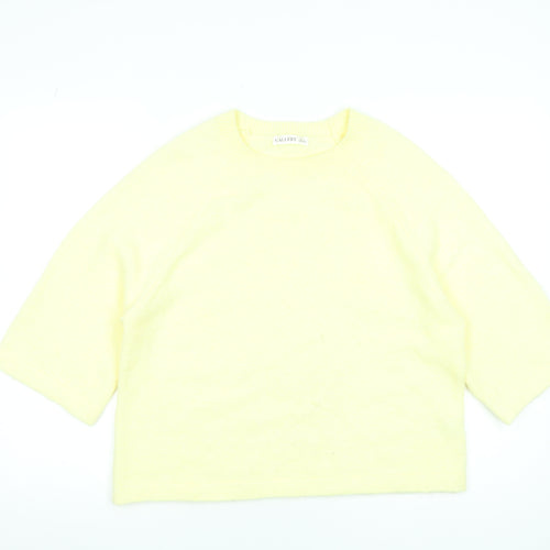 Gallery Women’s Yellow Crew Neck 3/4 Sleeve Pullover Jumper Size 10