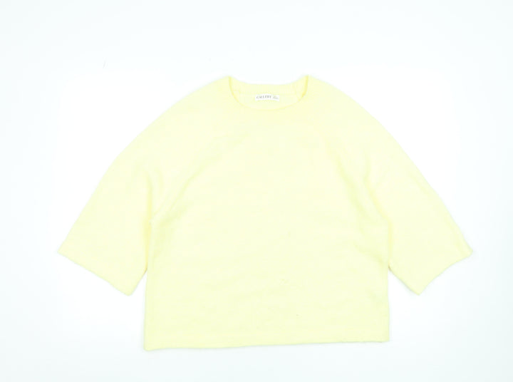 Gallery Women’s Yellow Crew Neck 3/4 Sleeve Pullover Jumper Size 10