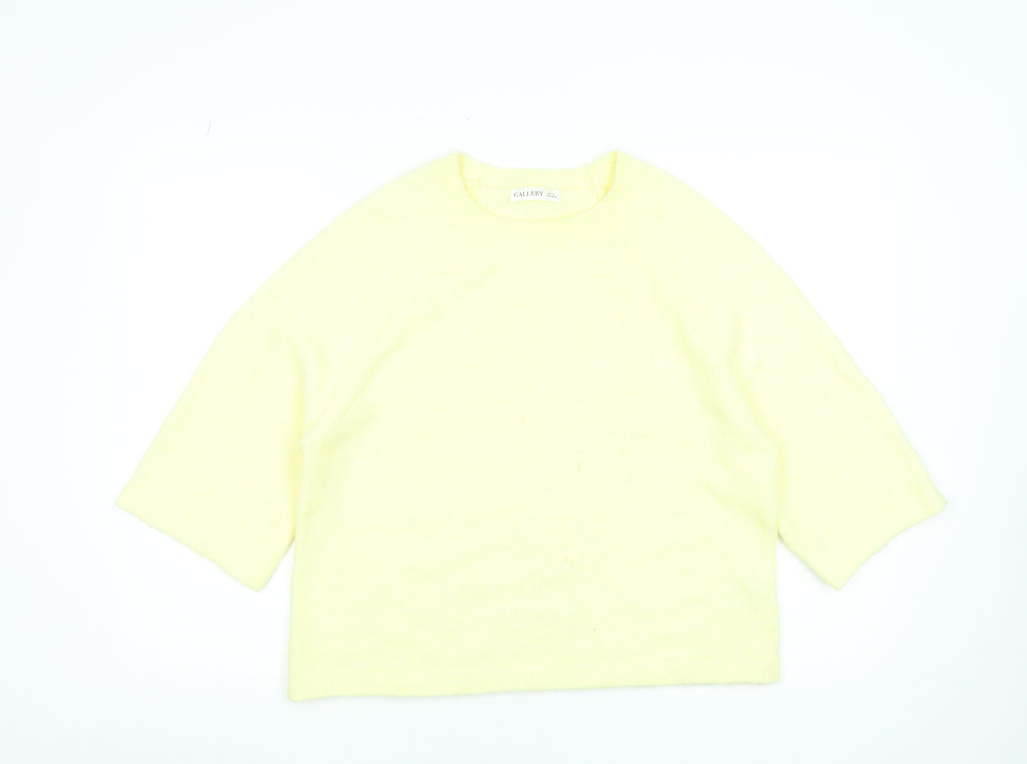 Gallery Women’s Yellow Crew Neck 3/4 Sleeve Pullover Jumper Size 10