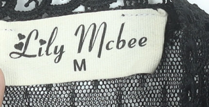 Lily Mcbee Women's Black Lace High Neck Sleeveless Camisole Blouse M
