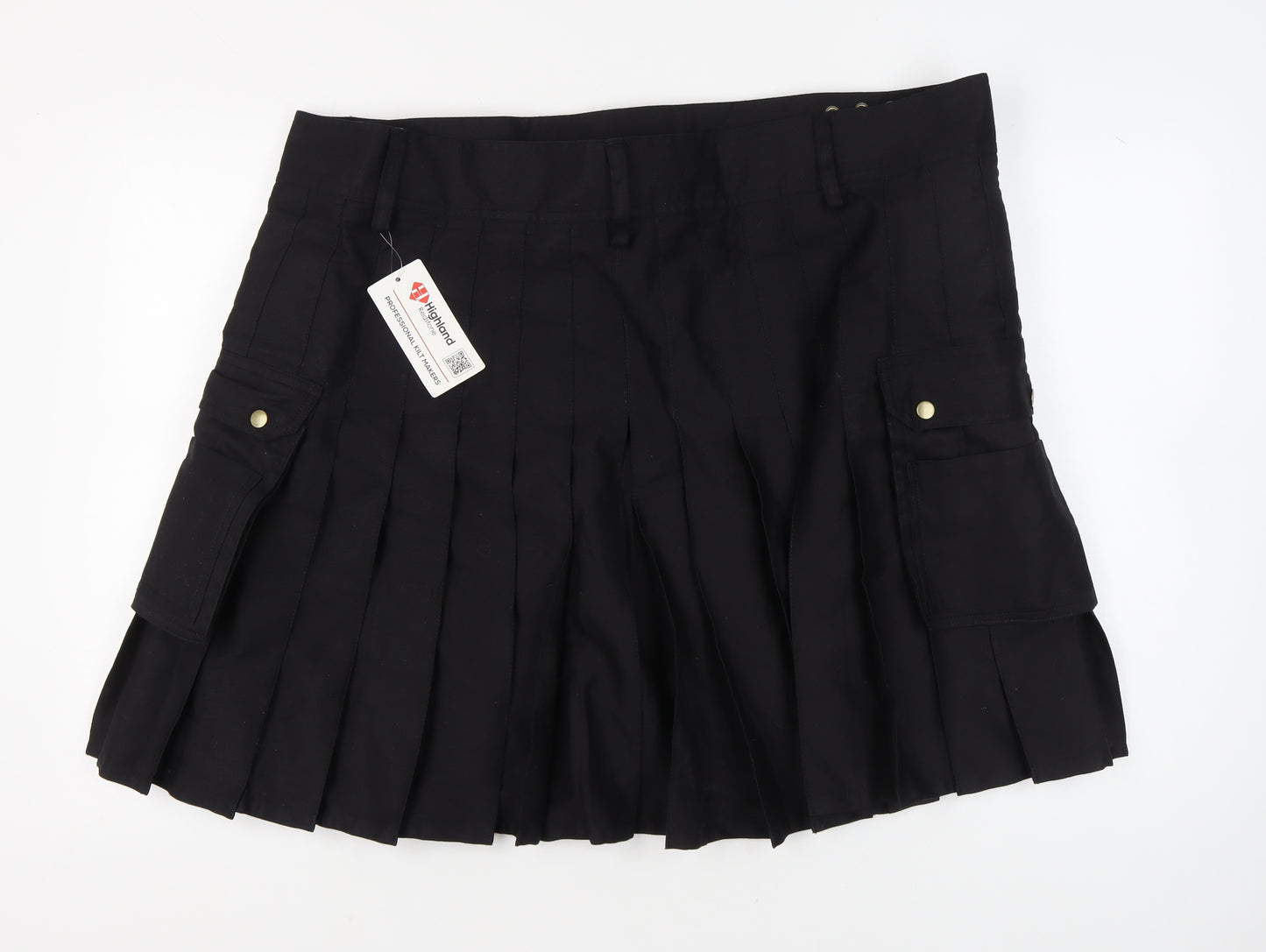 Highland Redstone Men's Black Cargo Utility Kilt Size 50 Cotton Blend