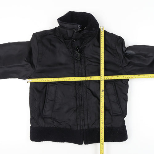 Diesel Womens Black Bomber Jacket Size S Nylon Lined Zip Casual