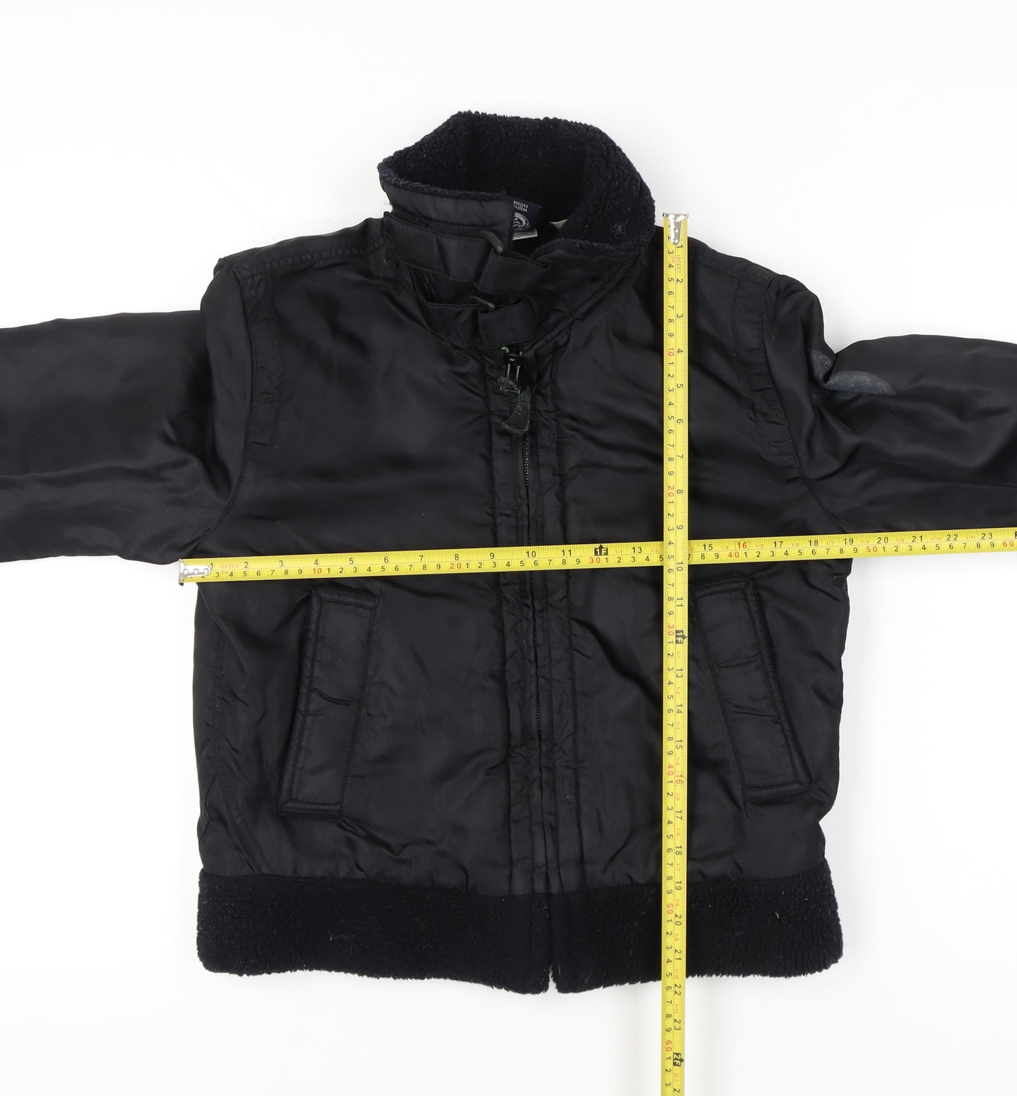 Diesel Womens Black Bomber Jacket Size S Nylon Lined Zip Casual