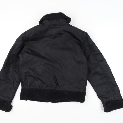 Diesel Womens Black Bomber Jacket Size S Nylon Lined Zip Casual