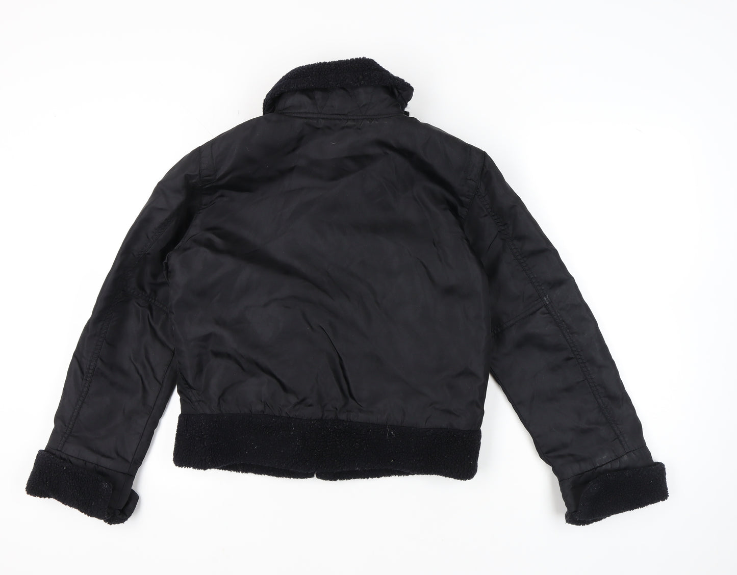 Diesel Womens Black Bomber Jacket Size S Nylon Lined Zip Casual