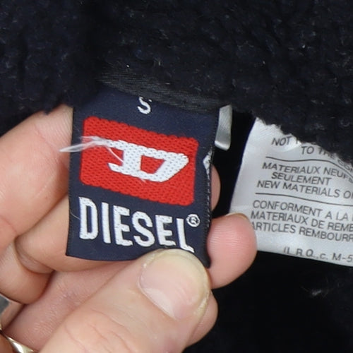 Diesel Womens Black Bomber Jacket Size S Nylon Lined Zip Casual