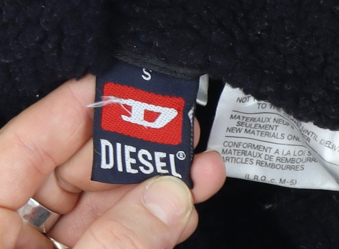 Diesel Womens Black Bomber Jacket Size S Nylon Lined Zip Casual