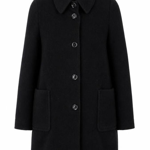 Love Moschino Womens Black Wool Cashmere Mid-Length Coat