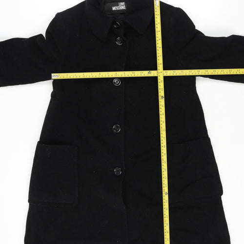 Love Moschino Womens Black Wool Cashmere Mid-Length Coat