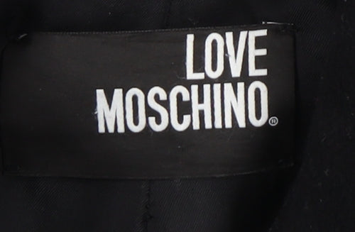 Love Moschino Womens Black Wool Cashmere Mid-Length Coat