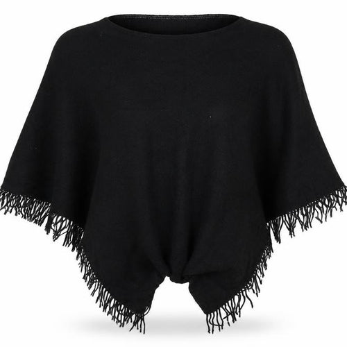 Next Women’s Black Acrylic Fringe Cape Knit Poncho S