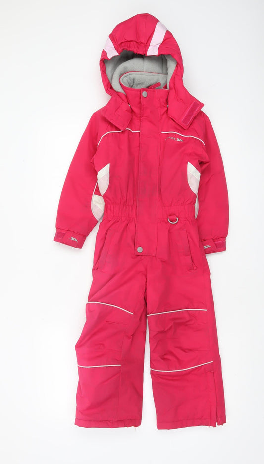 Trespass Girls Pink Waterproof Hooded Ski Snowsuit 2-3 Years Winter Outdoor