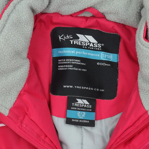 Trespass Girls Pink Waterproof Hooded Ski Snowsuit 2-3 Years Winter Outdoor