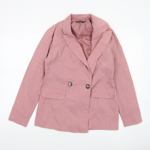 Nasty Gal Women’s Pink Double-Breasted Blazer Jacket Size 6
