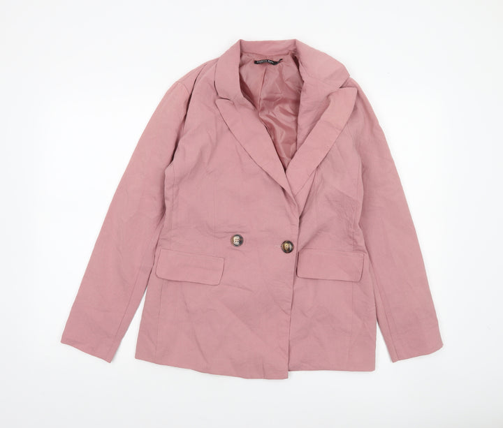 Nasty Gal Women’s Pink Double-Breasted Blazer Jacket Size 6
