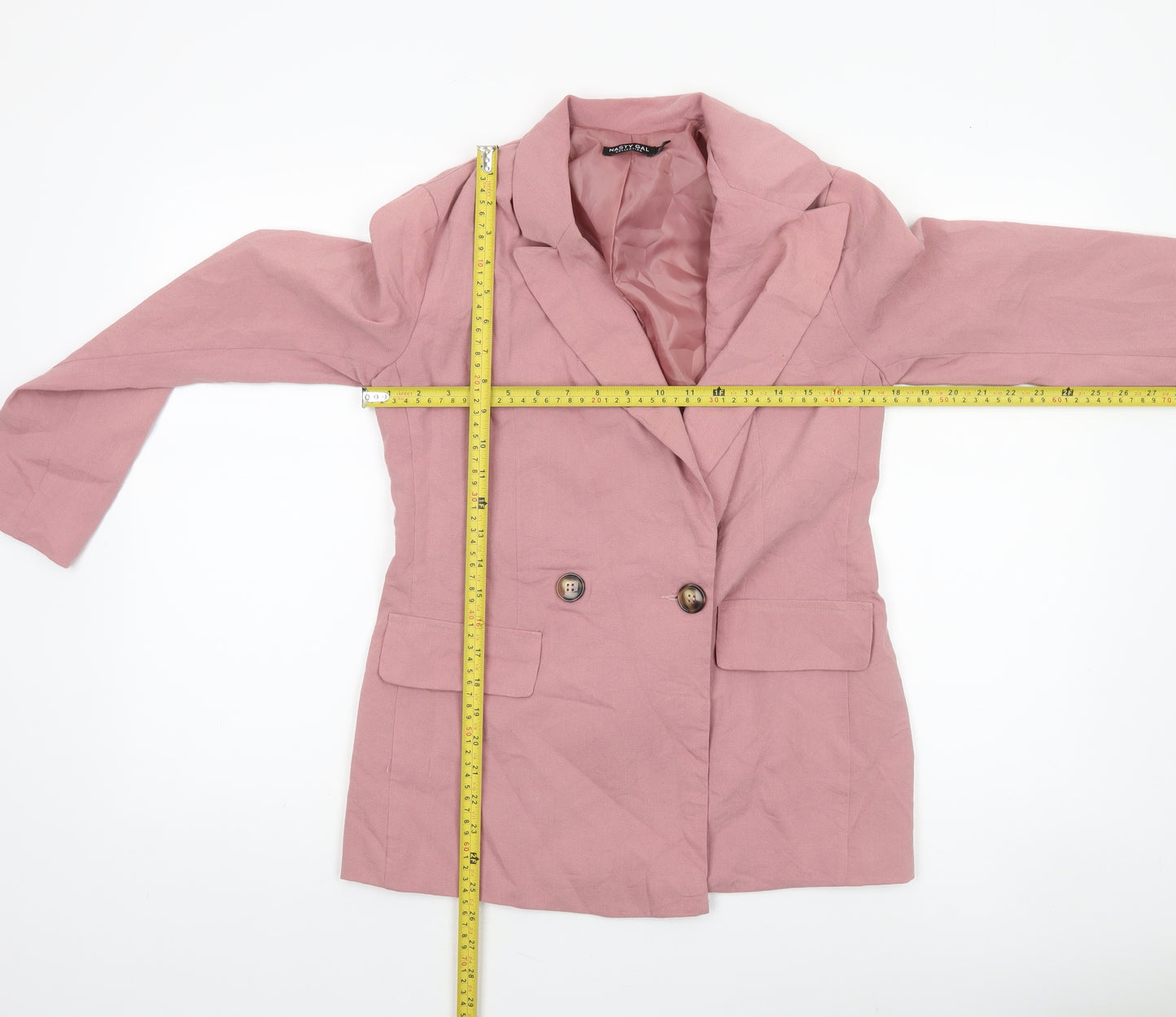 Nasty Gal Women’s Pink Double-Breasted Blazer Jacket Size 6