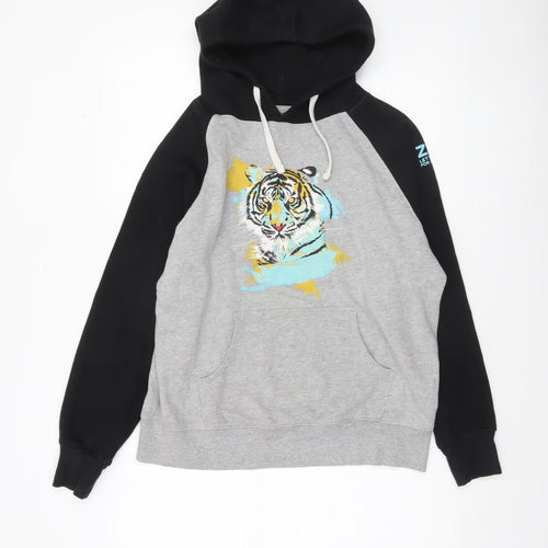 Traditional Crafts ZSL Men's Grey Black Tiger Pullover Hoodie S