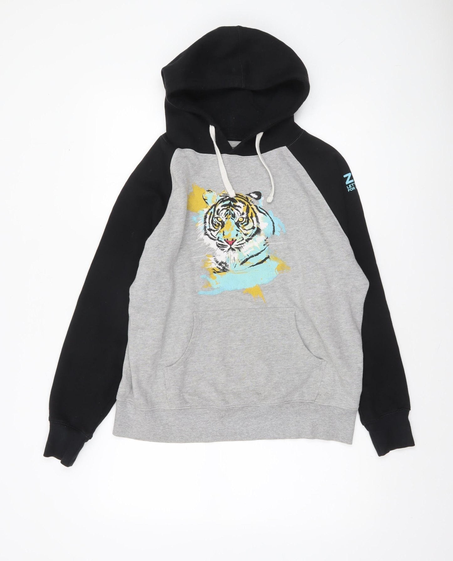 Traditional Crafts ZSL Men's Grey Black Tiger Pullover Hoodie S