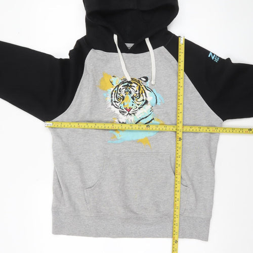 Traditional Crafts ZSL Men's Grey Black Tiger Pullover Hoodie S