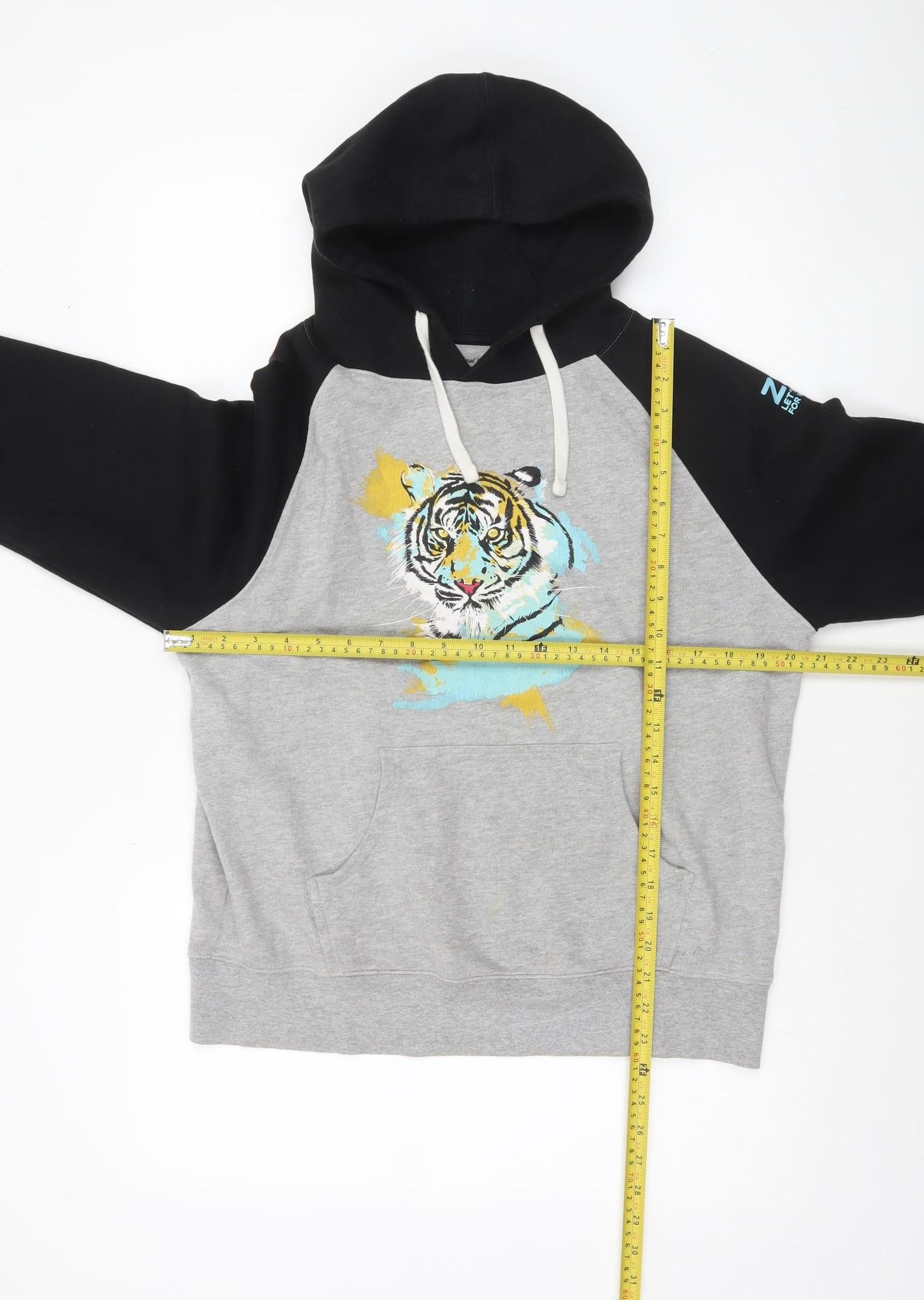 Traditional Crafts ZSL Men's Grey Black Tiger Pullover Hoodie S