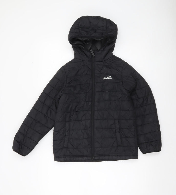 Peter Storm Boys Black 9-10 Years Hooded Puffer Jacket Lightweight Warm