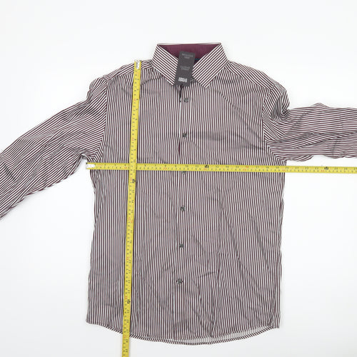 Dunnes Men’s Multicoloured Striped Cotton Long Sleeve Button-Up Shirt Size S