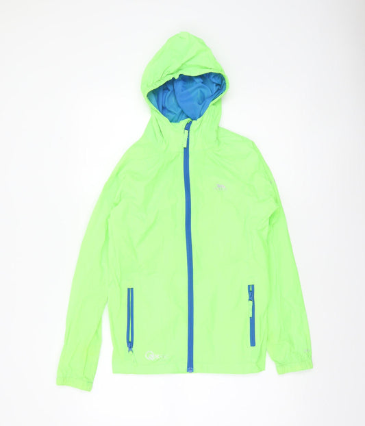 Trespass Boys Green Waterproof Hooded Rain Coat Jacket 11-12 Years