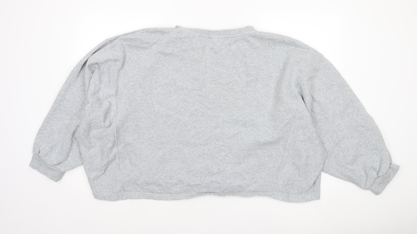 Noisy May Women Grey Pullover Sweatshirt Relaxed Fit Size 16 R-A-W-R Embroidered