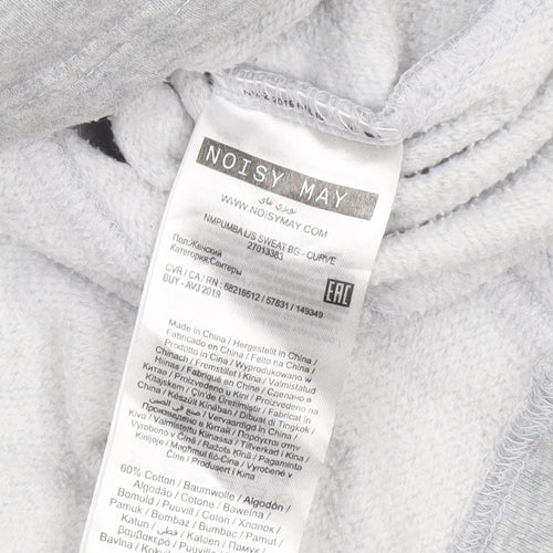 Noisy May Women Grey Pullover Sweatshirt Relaxed Fit Size 16 R-A-W-R Embroidered