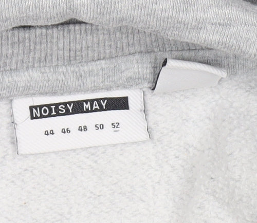 Noisy May Women Grey Pullover Sweatshirt Relaxed Fit Size 16 R-A-W-R Embroidered