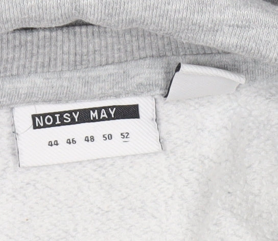 Noisy May Women Grey Pullover Sweatshirt Relaxed Fit Size 16 R-A-W-R Embroidered