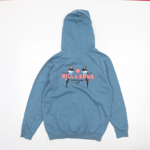 Billabong Boys Blue Pullover Hoodie 14 Years Cotton Blend Graphic Print