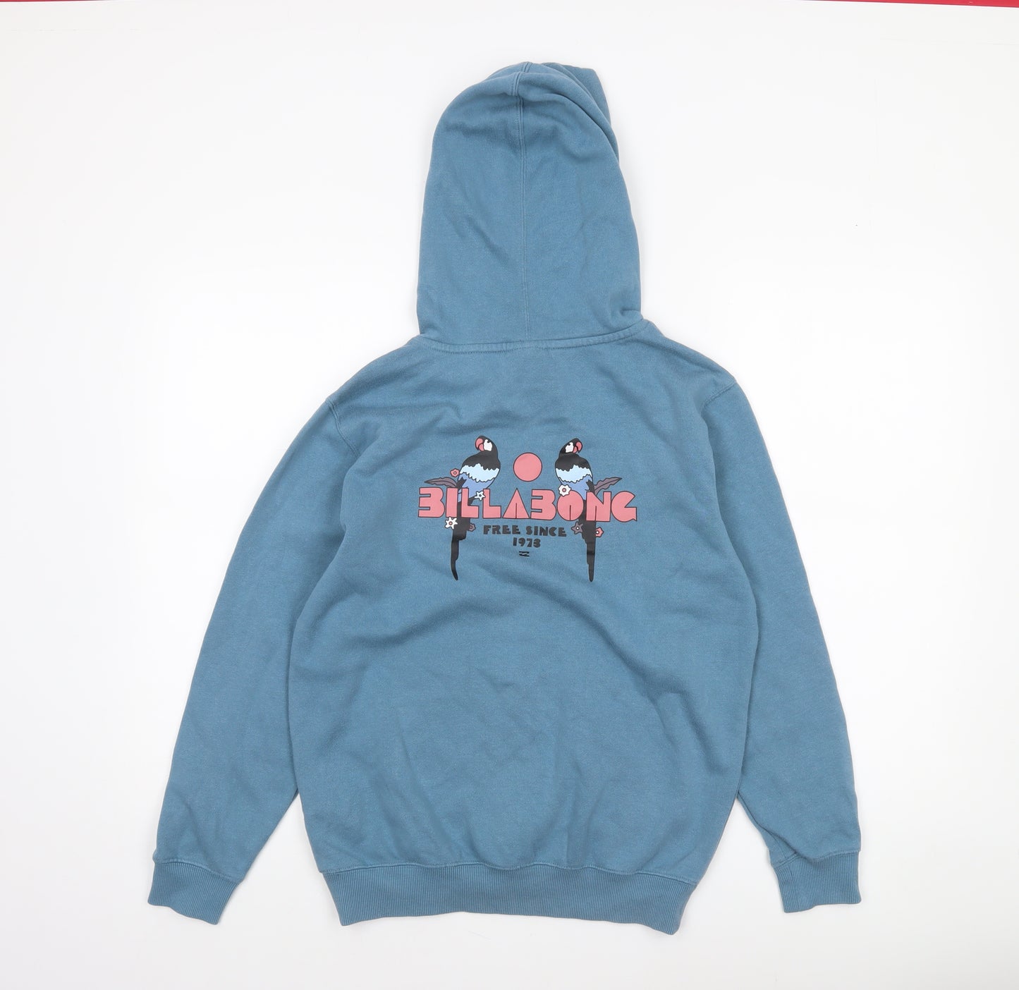 Billabong Boys Blue Pullover Hoodie 14 Years Cotton Blend Graphic Print