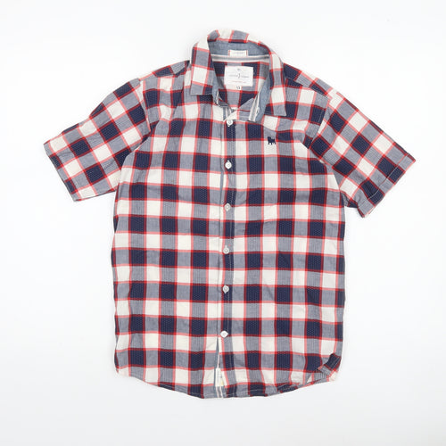 Jasper Conran Boys Multicoloured Check Short Sleeve Cotton Button-Up Shirt 13 Years