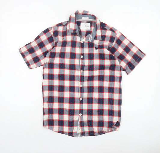 Jasper Conran Boys Multicoloured Check Short Sleeve Cotton Button-Up Shirt 13 Years