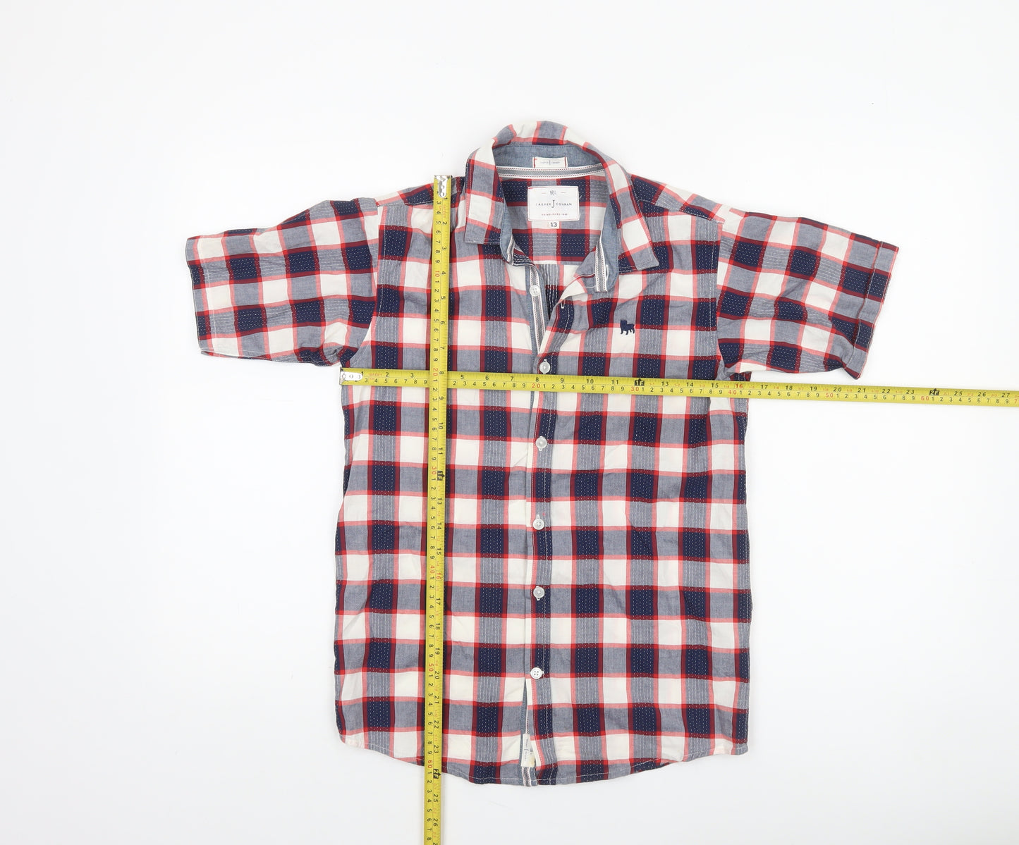 Jasper Conran Boys Multicoloured Check Short Sleeve Cotton Button-Up Shirt 13 Years