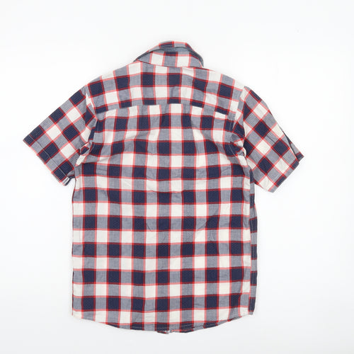 Jasper Conran Boys Multicoloured Check Short Sleeve Cotton Button-Up Shirt 13 Years